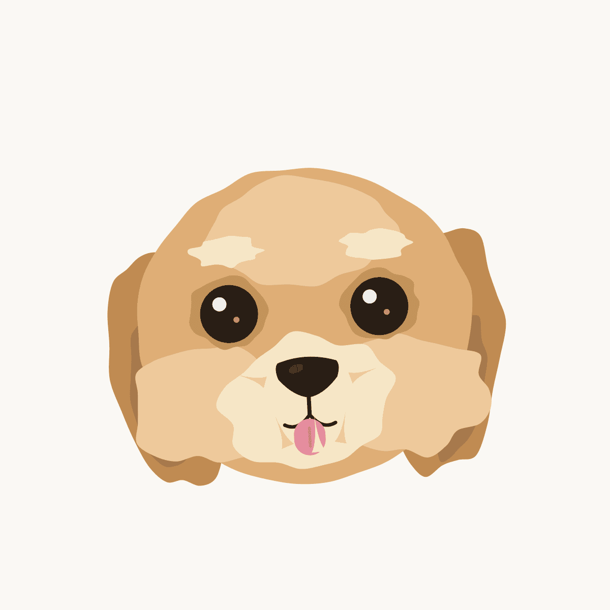 Illustrated portrait of Mona the cavoodle, tongue out